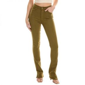 4728874 MOTHER Denim The High-Waist Runaway Slice Heel Fir Green Skinny Flare Jean