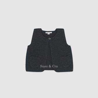 슈슈앤크라 mini 베르테어 니트베스트 ㅡ 빈티지네이비