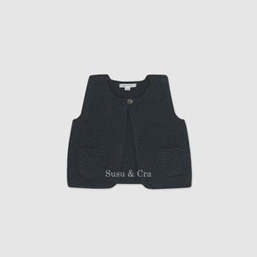 슈슈앤크라 mini 베르테어 니트베스트 ㅡ 빈티지네이비
