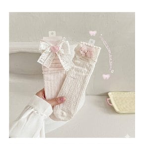 여아 유아용 스쿨룩 레이스 니삭스 반양말 2종