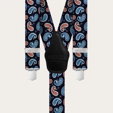 일모로 이태리 부르끌레 멜빵 신축성 Y자형 NAVY BLUE PAISLEY PATTERN - Y36CGCHBL