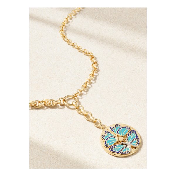 파운드레 레버리 믹스 벨처 체인 18K 골드 에나멜 다이아몬드 목걸이 1647597345505090