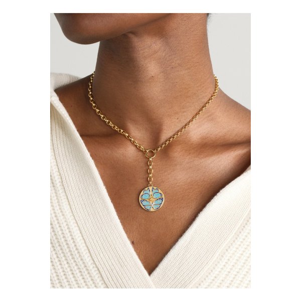 파운드레 레버리 믹스 벨처 체인 18K 골드 에나멜 다이아몬드 목걸이 1647597345505090