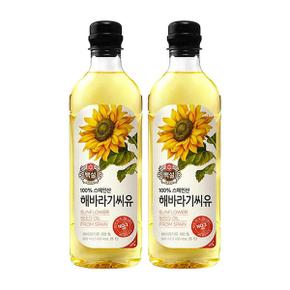 백설 해바라기씨유, 900ml, 2개