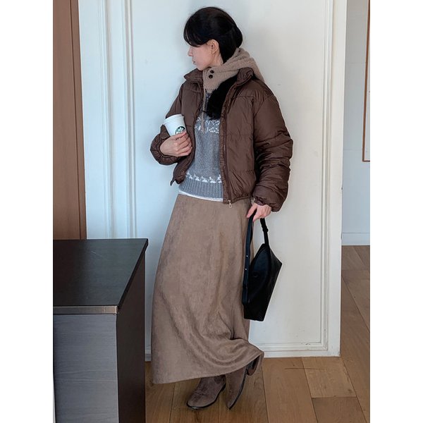 [알로하PICK] 스웨이드 H라인 밴딩 스커트 (VLSAY2345)