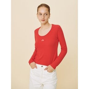 Logo Embroidered Slim-fit Top (ORANGE RED)