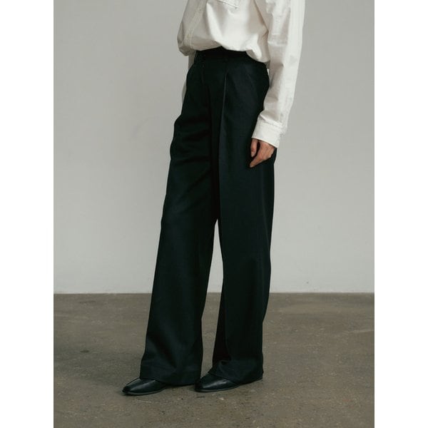 [리퍼브] WOOL BLEND WIDE SLACKS - BLACK