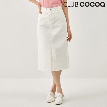 CLUB COCOA 앞트임코튼미디스커트_C2A2SK4083