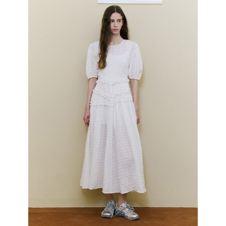보카바카 See-through Check Shirring Dress VC2533OP416M_2color