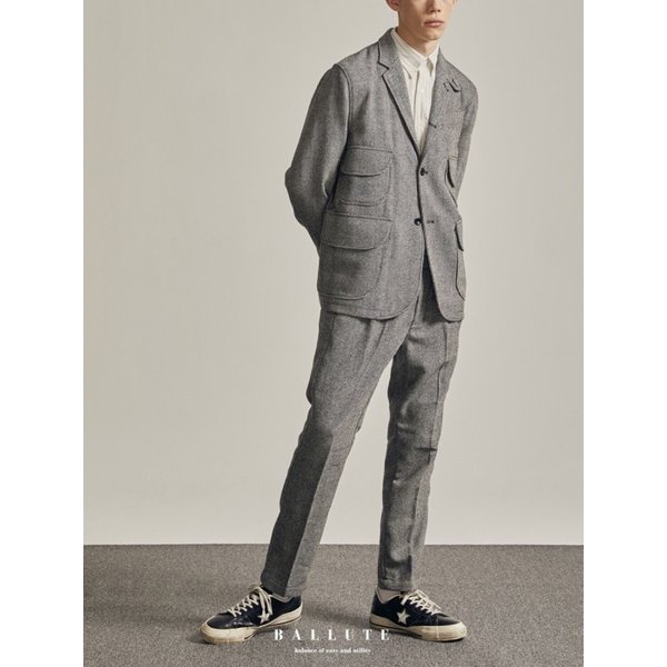 MAGAZINE SINGLE GURKHA PANTS (GREY WOOL)