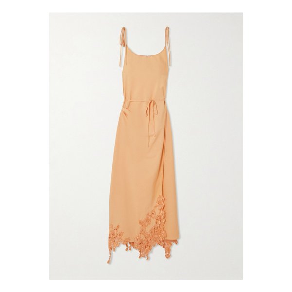 비대칭 코드 레이스 트리밍 코튼 맥시 랩 드레스 오렌지 1647597332486684