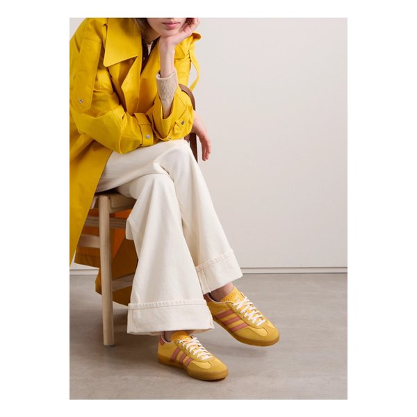 가젤 인도어 가죽 및 스웨이드 트리밍 나일론 스니커즈 옐로우 1647597332371760