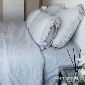 French Linen Ruffle Pillowcase - Smoke Grey