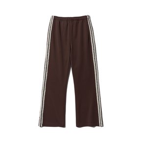 Lace Trim Track Pants - Brown