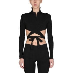 SS22 [PHILOSOPHY DI LORENZO SERAFINI] Long sleeve shirts KNITTED HEARTWARMER TOP BLACK 090