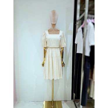 르샵 스퀘어넥 제천벨트 퍼프소매 티어드 원피스(L2F35WOP800)