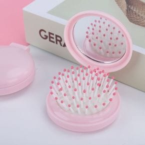 미니 휴대용 여행용 거울포함 머리빗 세트