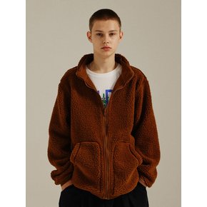 Recersible Fleece Hood Zip-up Brown