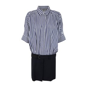 [해외배송] 사카이 포플린 코튼 원피스 23.06525 222 NAVY STRIPE