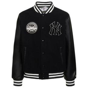 24 FW 뉴에라 MLB NY 양키즈 리브드카라 웰트투포켓 라지 로고 바시티 자켓 블랙