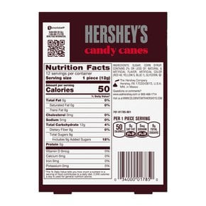 Hershey허쉬  초콜릿  박하  맛  지팡이  크리스마스  사탕  149.7g  상자  12개