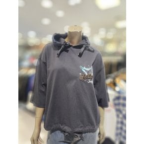 지프 여성 빈티지 7부 후드 반팔 티셔츠 (JP2THF032)