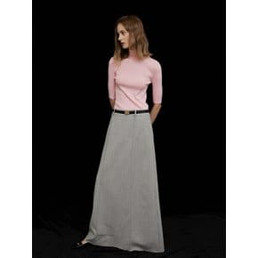 Pintuck Maxi Wool Skirt Light Grey