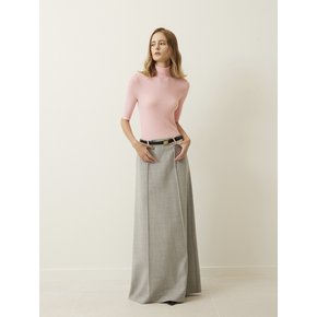 Pintuck Maxi Wool Skirt Light Grey