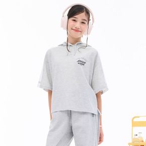 여아 라인 배색 후드 반팔티셔츠_P394977699