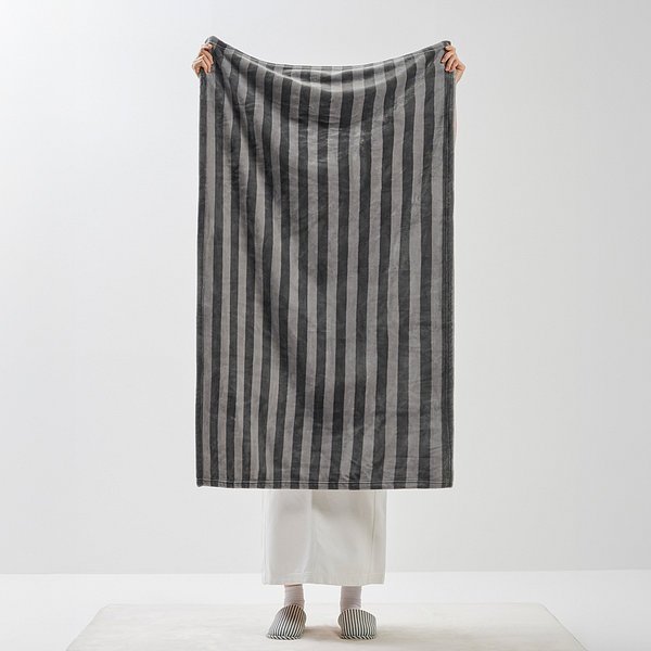 스트라이프 극세사 블랭킷 80X130cm 2개 그레이 J605402000281