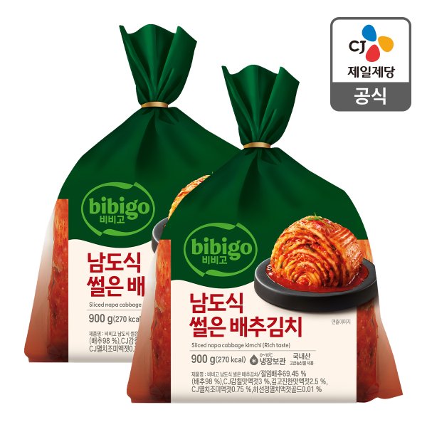 [본사배송] 비비고 남도식썰은배추김치 900g X 2개 (총 1.8kg)