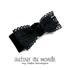 velvet lace ribbon hairpin (black)