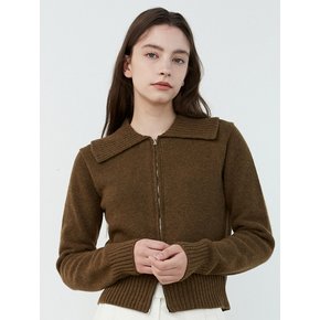 AD015 merino wool collar 2way zip-up knit (cocoa)