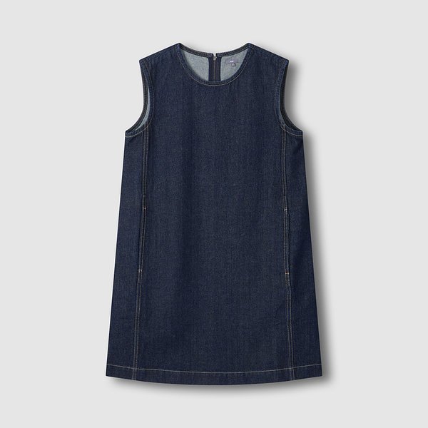 여 데님 민소매 원피스 J136201073056
