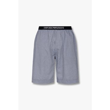 EMPORIO ARMANI 남성 로고 밴딩 패턴드 라운지 쇼츠(0815131021)