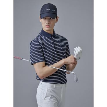 빈폴골프 남성 냉감 잔스트라이프 반팔 티셔츠 - 네이비(BJ5442NB4R)