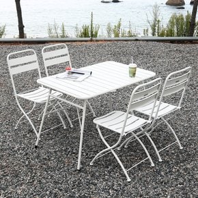 바젤 접이식 야외용 테라스 철제 테이블 의자 카페 야외테이블세트 4인