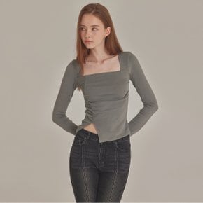 [TOPGIRL] SHIRRED ASYMMETRY SQUARE NECK TOP_T426TP112(DK)