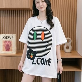 NT3414 여성 캐주얼 루즈핏 프린팅 라운드넥 반팔 티셔츠