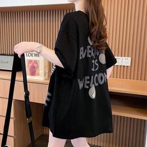NT3414 여성 캐주얼 루즈핏 프린팅 라운드넥 반팔 티셔츠