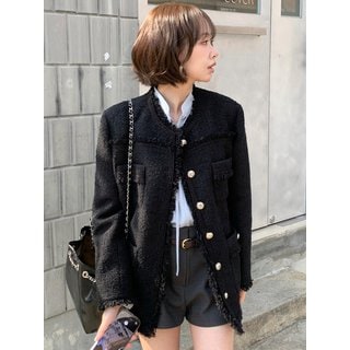 HACIE [지인,유니 PICK](1차 리오더) OVER-FIT ALICE TWEED JACKET [IVORY][BLACK]
