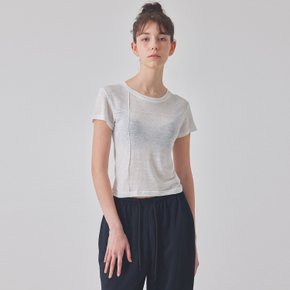 T-SHAPED PINTUCK LINEN T-SHIRT_T416TP117(WH)