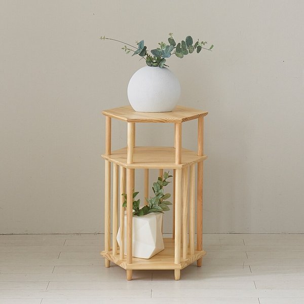 [착불]아이앤 슈엘라 원목 6각 협탁 2단 OT