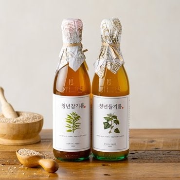 전라도청년 저온압착 100%통참깨 청년참기름350ml+들기름350ml