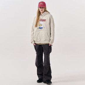 UNISEX 리틀 애니멀 오버핏 기모 후드티 [OATMEAL] / SBD4U02014-WOMAN