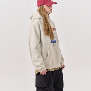 UNISEX 리틀 애니멀 오버핏 기모 후드티 [OATMEAL] / SBD4U02014-WOMAN