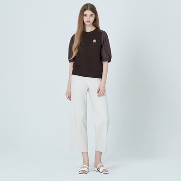 기비 린넨 스트레이트 밴딩 팬츠 GY25M1FRAS381