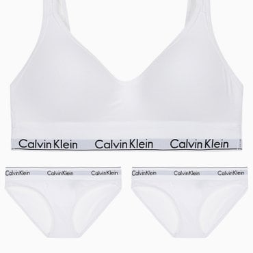 Calvin Klein Underwear 여성 모던 코튼 스쿱백 브라+팬티 2장 SET (QF5490-F3787AD-100)