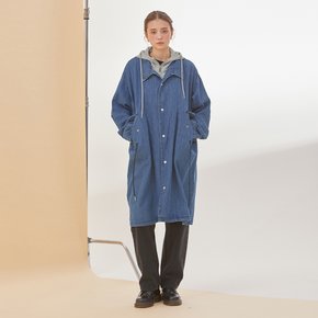 DENIM HOOD OVERSIZE LONG COAT BLUE