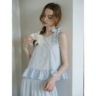 레비쥬 LB_Floral ribbon halter neck top